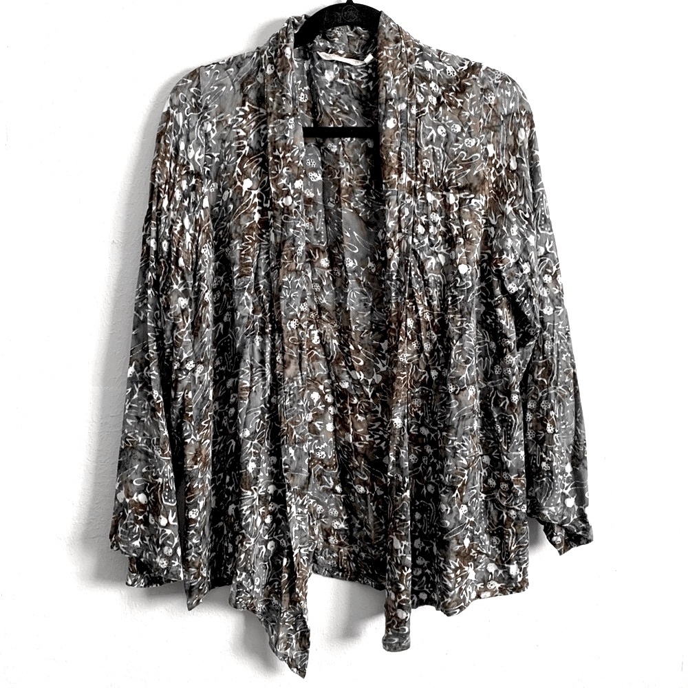 Soft Surroundings Batik Open Draped Cardigan